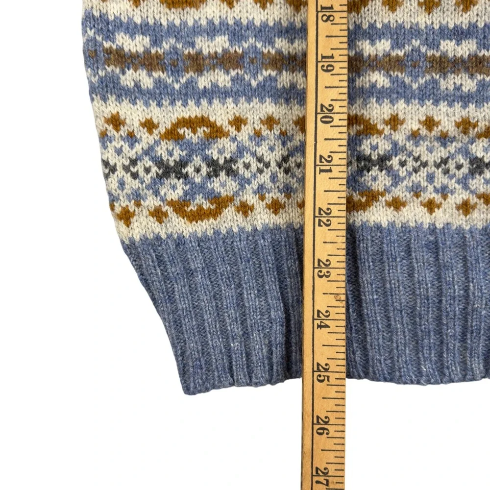 Vtg 70s McGregor Fair Isle Wool Blend Sweater Men's Large Blue Made USA Guam